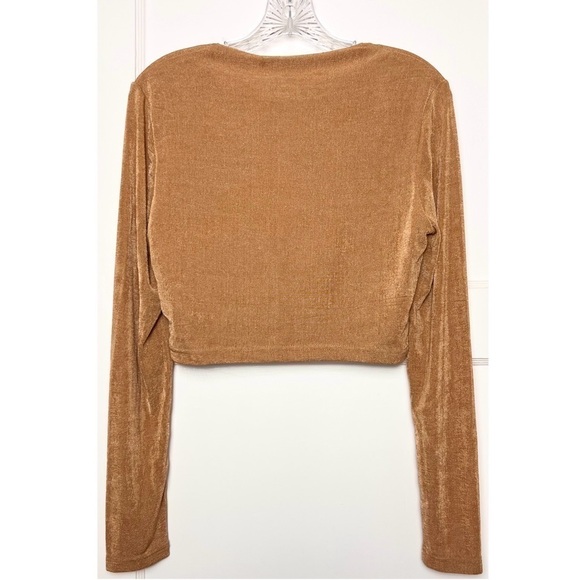 SIGNIFICANT OTHER 90s Knit Long Sleeve Twist Front Sweetheart Neck Crop Top L - Picture 7 of 14